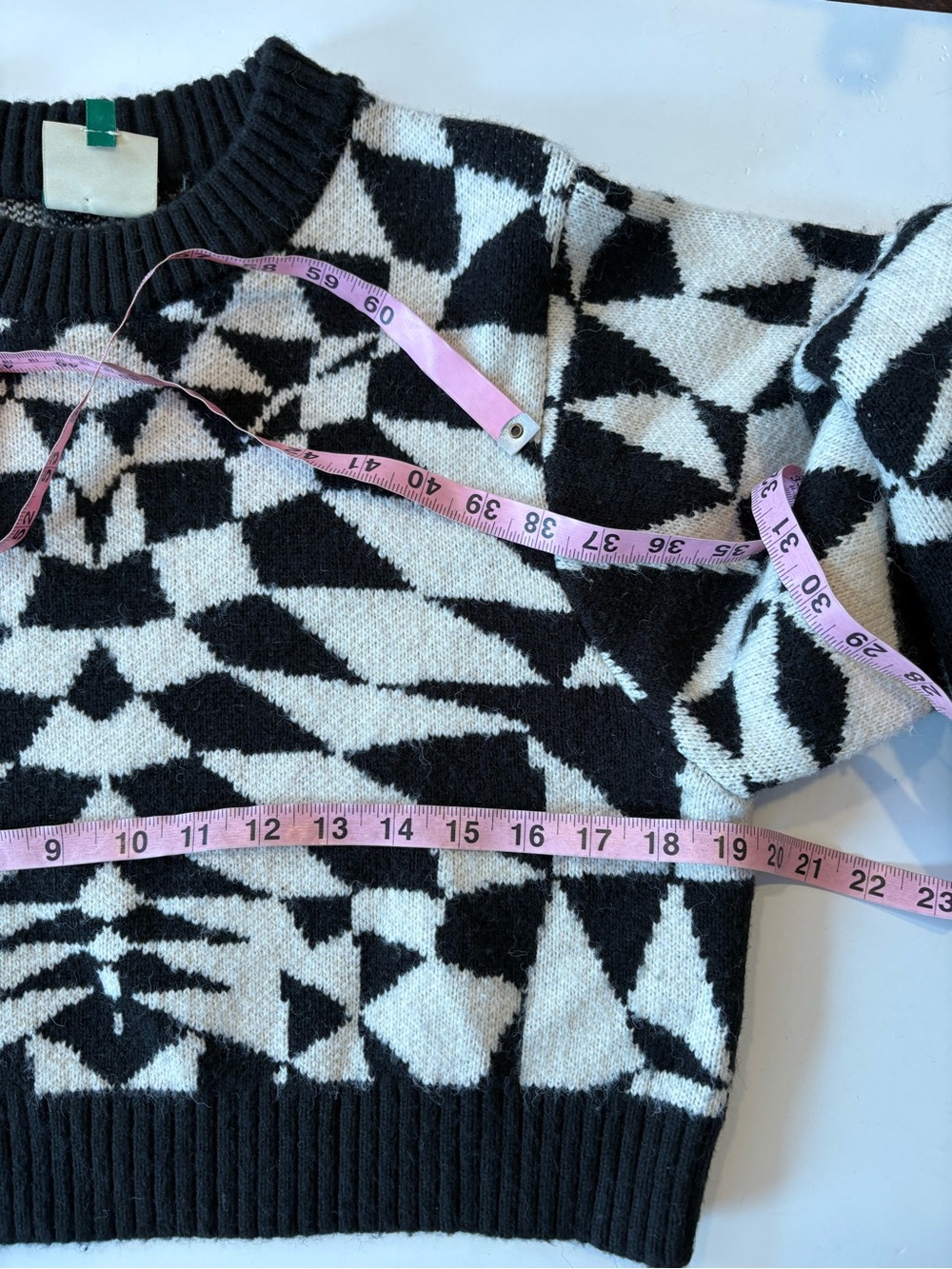 Farm Rio || Deco Knit Sweater Geometric Black White Small‎ - Picture 7 of 9